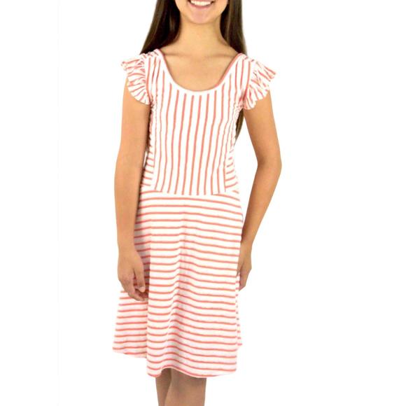 NEW AREA CODE 407 girls striped midi dresses in orange/ivory - Picture 1 of 2